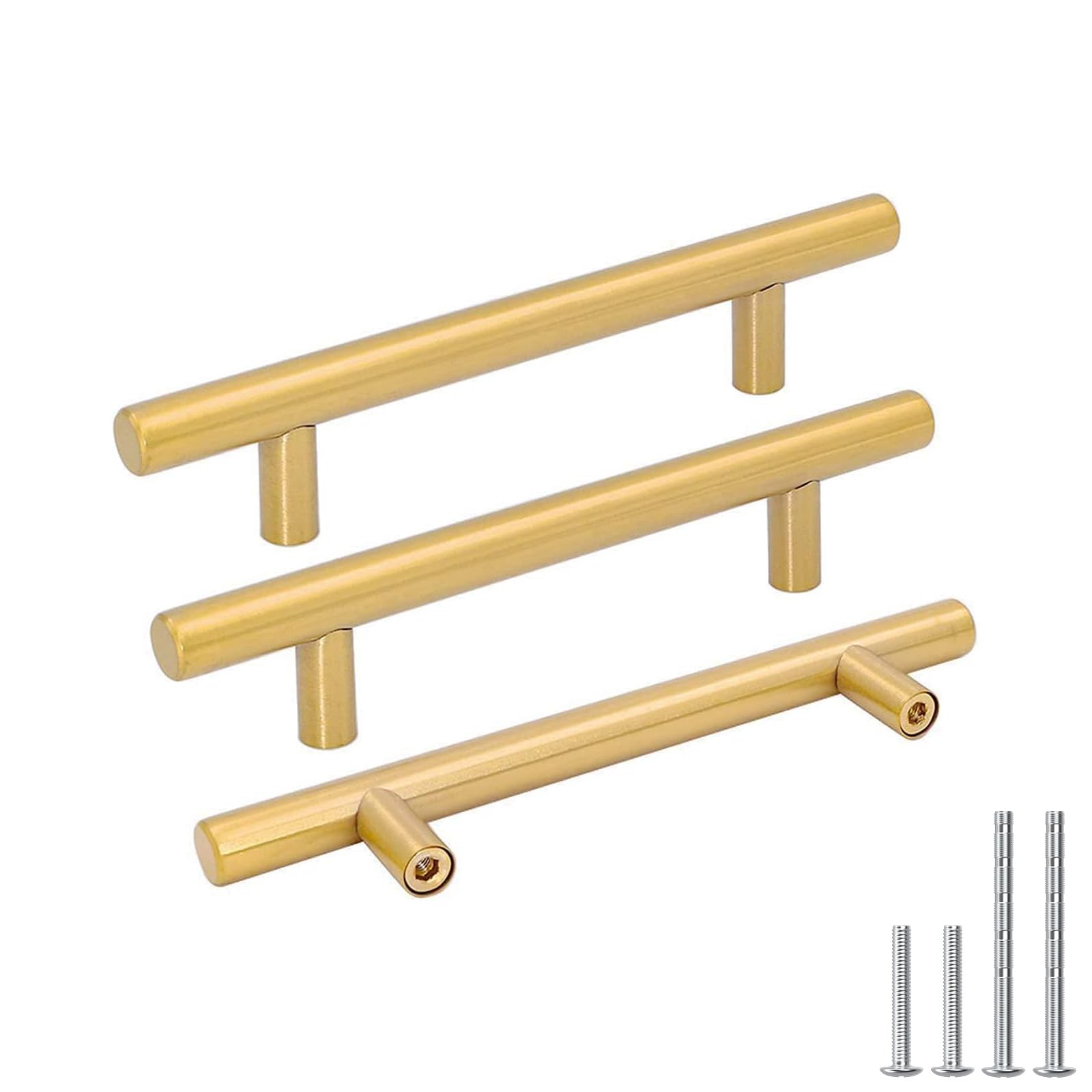 Photo 1 of goldenwarm 2 Pack 4in Cabinet Pulls Kitchen Cabinet Handles - Brushed Brass Door Knobs Bathroom Drawer Pulls Handles for Drawers