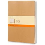Moleskine Cahier Journal, Soft Cover, XL (7.5" x 9.5") Ruled/Lined, Kraft Brown, 120 Pages (Set of 3)
