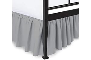 Peace Sleep Bedding - Ruffled Bed Skirt with Split Corners, Light Grey, King 16 Inch Drop Bedskirt, Hotel Quality Brushed Microfiber Wrinkle Free Dust Ruffle Bed Skirt King Size