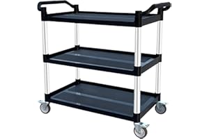 Aimoly 3-Tier Rolling Utility Cart with Wheels, 510 lbs Capacity Service Cart, Commercial Kitchen Cart with 4 Lockable Swivel