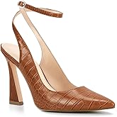 Reoplty Womens Closed Toe Ankle Strap Heels Pointed Toe Pumps Shoes Slingback High Heel Wedding Dress Shoes