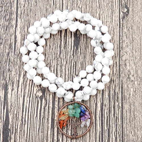 Mala Beads Bracelet, Buddhist Prayer Beads bracelet,hand knotted mala bracelet (Howlite)