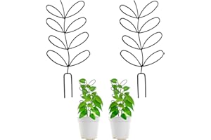 LucyPhy 2Pack 12.4inch Trellis for Potted Plants Mini Garden Trellis Stackable House Plant Trellis DIY Climbing Trellis Flower Pots Supports for Garden Potted Plant,Metal Wire Leaf Shape (Type A)