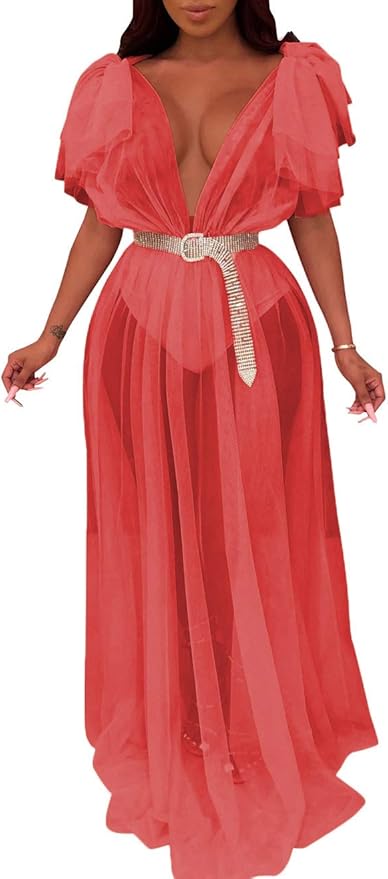 red one piece long dress