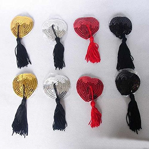 OHTOP Sexy Women Lingerie Sequin Tassel Breast Bra Nipple Cover Pasties Stickers (Silver)