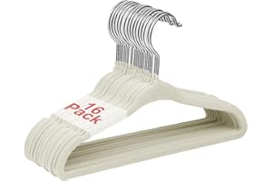 Wellong Baby Velvet Hangers, 11 Inches Kids Clothes Hangers, Non-Slip Childrens Hangers for Infant and Toddler 16 Pack Cream