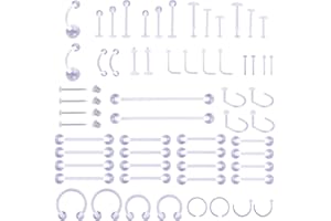 60pcs Clear Piercing Retainers for Surgery, Plastic Piercing Jewelry for Work Invisible Nipple Lip Eyebrow Belly Cartilage Ea