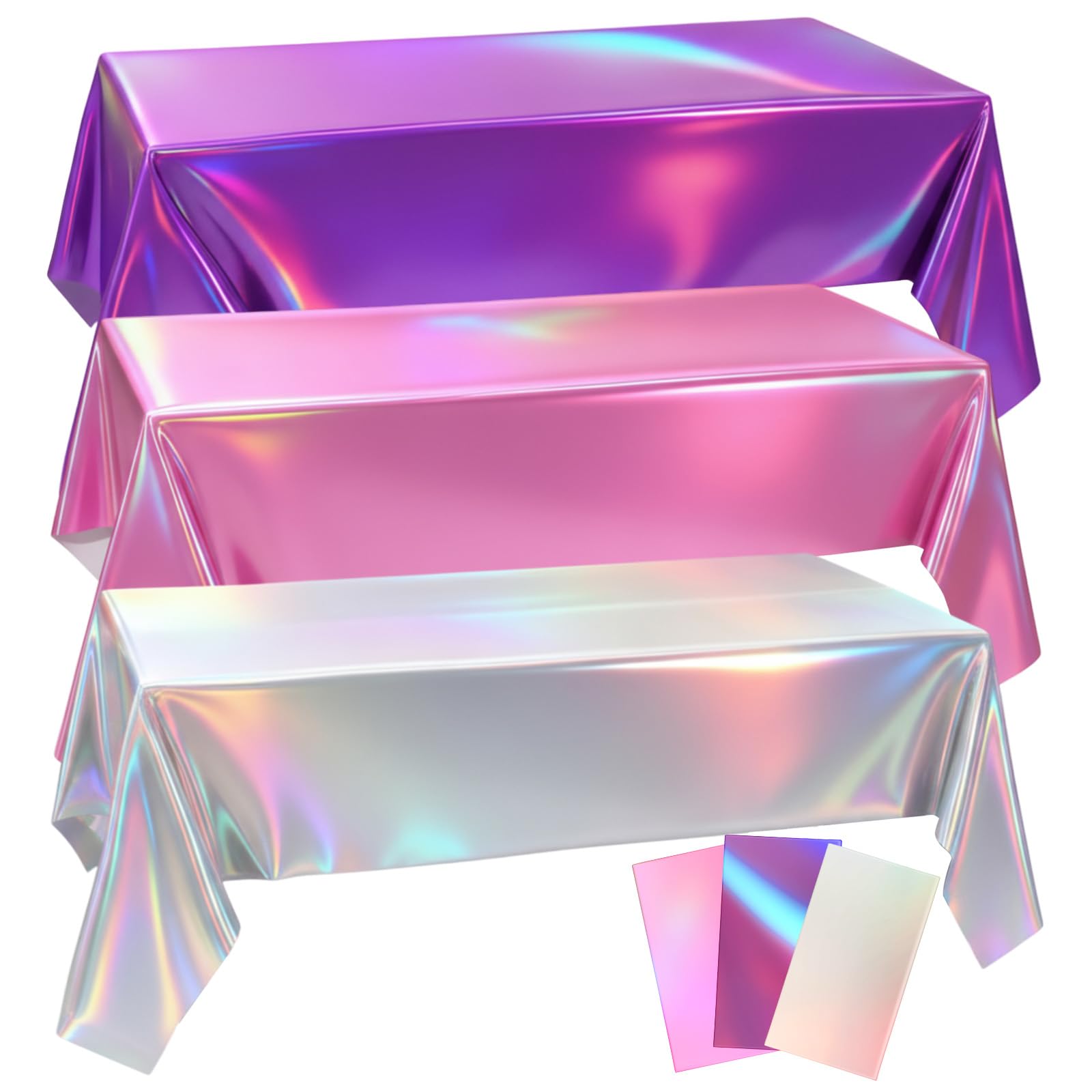 Oudain 3 Pcs Kpop Theme Party Purple & Pink & Silver Iridescent Party Tablecloth 54 x 108 Inch Plastic Rectangle Tablecloth Waterproof Table Cover for Kpop Theme Birthday Decoration