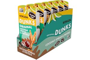 Kokada Dunks Original, Coconut Spread and Non-GMO Pretzels, Snack Packs, Lunchbox Snack, 1.9 Oz Each, 6 Pack