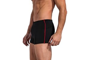 Leshang Mens Square Leg Shorts Mens Comfortable Swimsuit for Polyester PBT Fabric