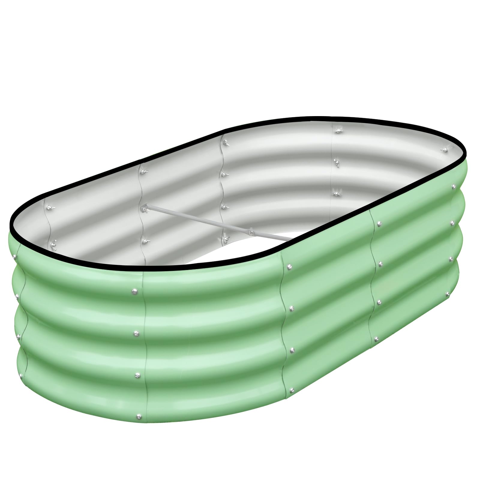 SnugNiture Galvanized Raised Garden Bed, 4x2x1ft Oval Metal Planter Box for Planting Outdoor Plants Vegetables Image