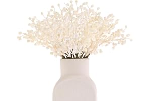 efivs arts Artificial White Berry,8 Pack Holly Christmas Berries Stems for Christmas Tree Decorations, Crafts, Holiday and Home Decor (White)