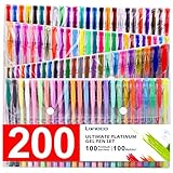 Laneco Medium-Point (0.8 mm), Non Toxic and Acid Free Coloring Gel Pen Set, 200 Count (100 Coloring Pens and 100 Ink Refills)