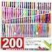 Laneco Medium-Point (0.8 mm), Non Toxic and Acid Free Coloring Gel Pen Set, 200 Count (100 Coloring Pens and 100 Ink Refills)