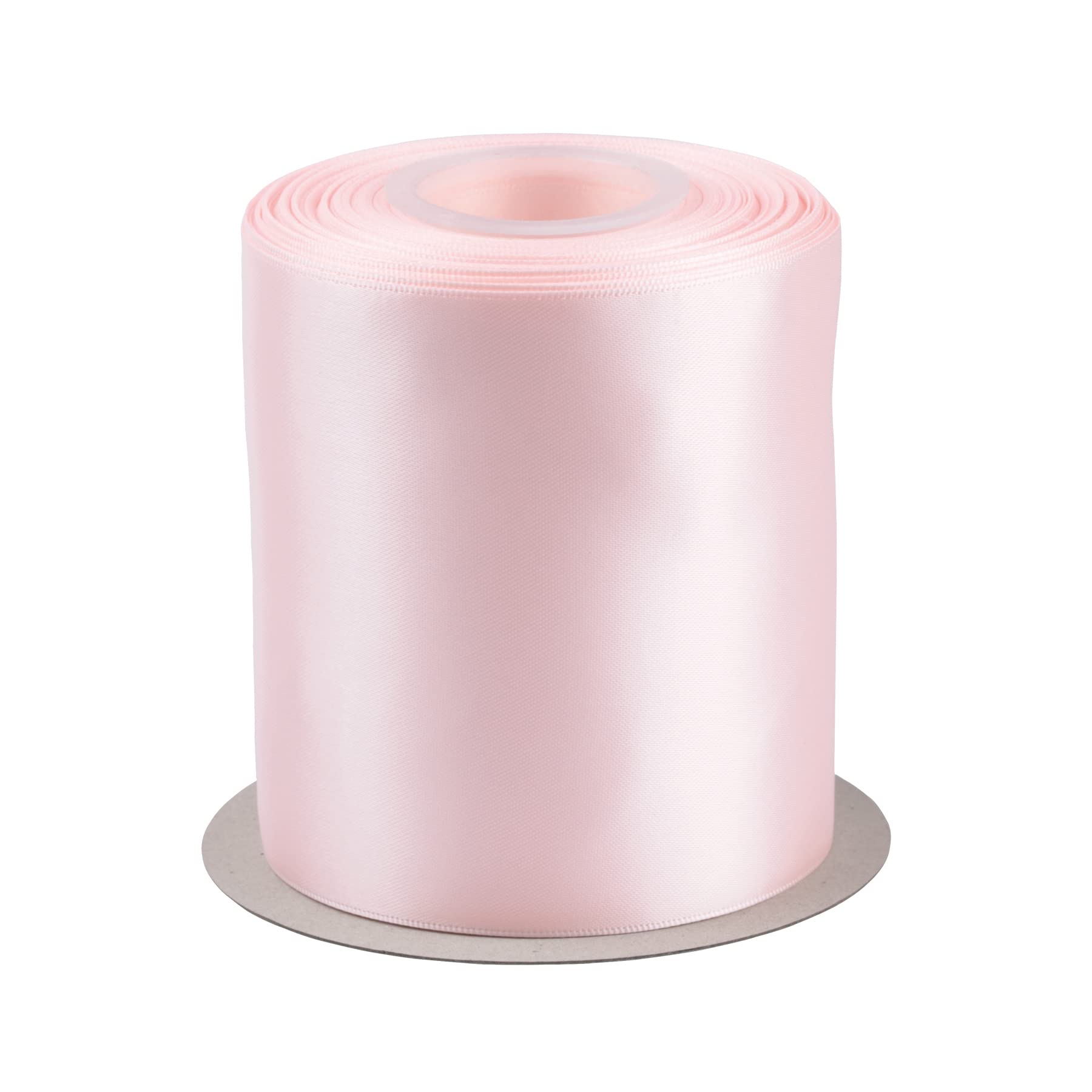 Fondersy 100mm X 22M Double Faced Satin Ribbon Lt. Pink Polyester Ribbon for Gift Wrapping Wedding Decoration Floral Arrangement Crafts