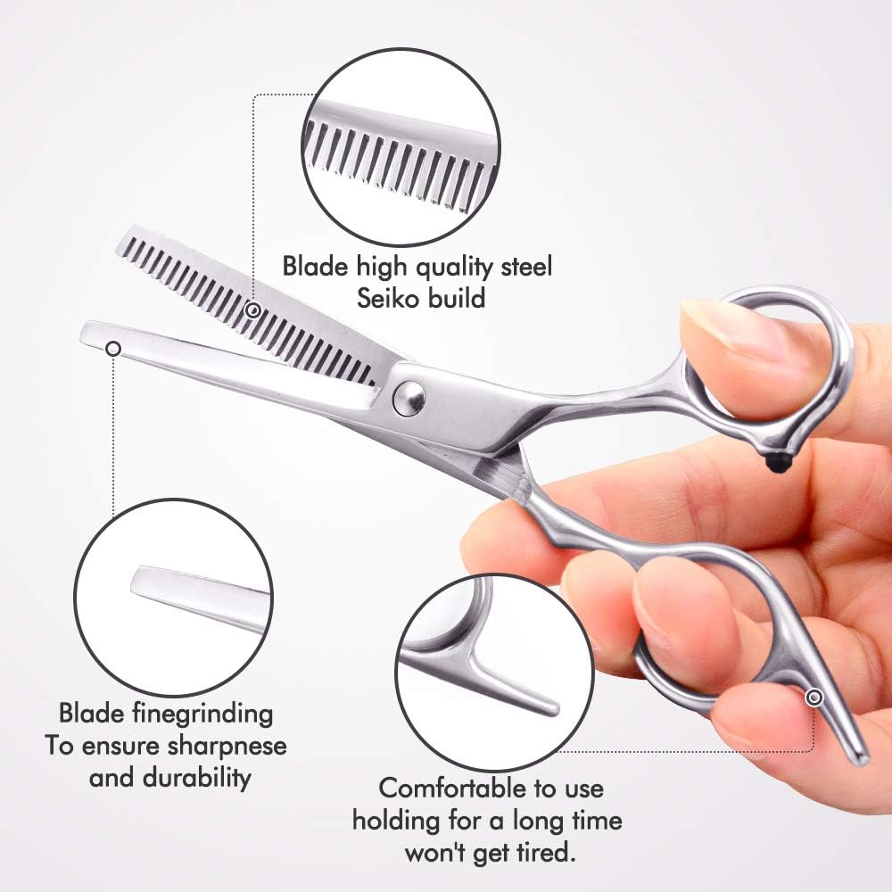 Professional Hair Cutting Scissors Set 11Pcs Haircut Scissors Thinning Shears Multi-Use Haircut Kit Hairdressing Scissors Hair Cutting Shears for Barber Salon Home Hair Shears for Women Men: Home Improvement