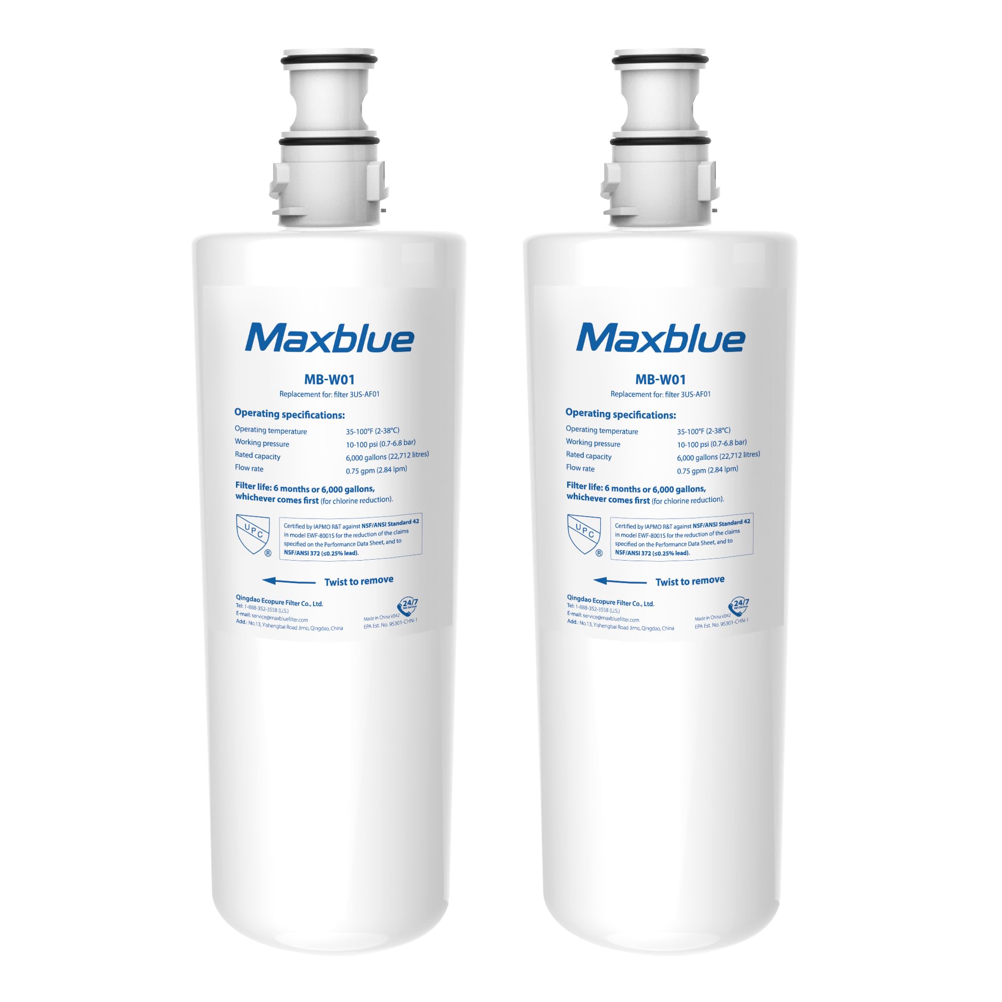 Maxblue Water Filters Replacement for InSinkErator®, Compatible with InSinkErator® Hot Water Tap F701R, F-701R, 3US-AF01, HC-3300, GN-1100, HC-1100, 3M AP3-765S, 70020019835 (2)