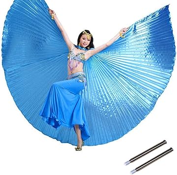 Amazon Calcifer エジプト ベリーダンス エンジェル イシス ウィング 伸縮スティック2本付き スカイブルー Calcifer ダンス用品