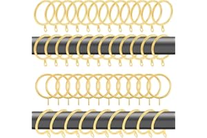 WISION 60 pcs 1.5-Inch Inner Diameter Metal Drapery Rings Curtain Rings with Eyelets, Fits Up to 1 1/4-Inch Rod, Gold