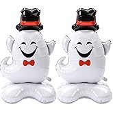 Cinnvoice 2 Pcs Halloween Ghost Foil Balloons Large 59 Inch Inflatable Standing Ghost Balloons for Halloween Day of the Dead Themed Party Supplies Birthday Party Decorations