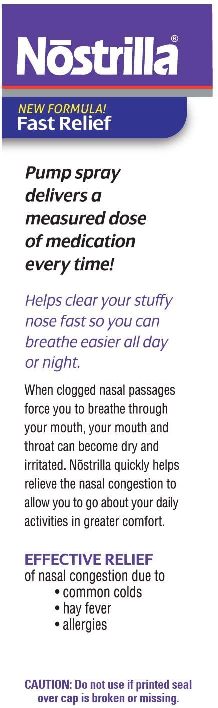 Nostrilla Nasal Decongestant Spray, Stuffy Nose Relief, 0.5 oz (6 Pack)