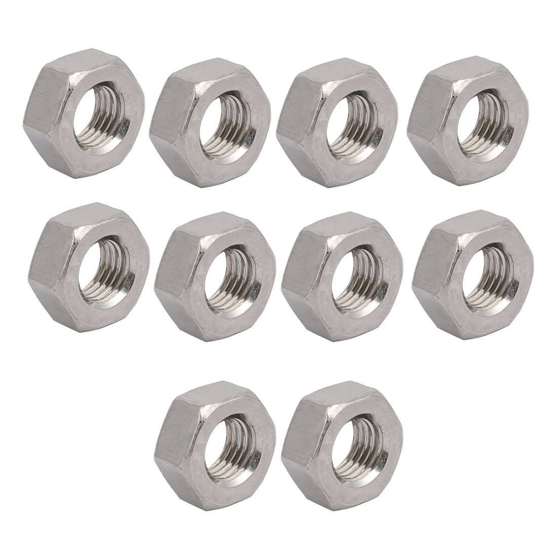 Sourcingmap 10pcs M6 x 0.75mm Pitch Metric Fine Thread 304 Stainless Steel Hex Nuts
