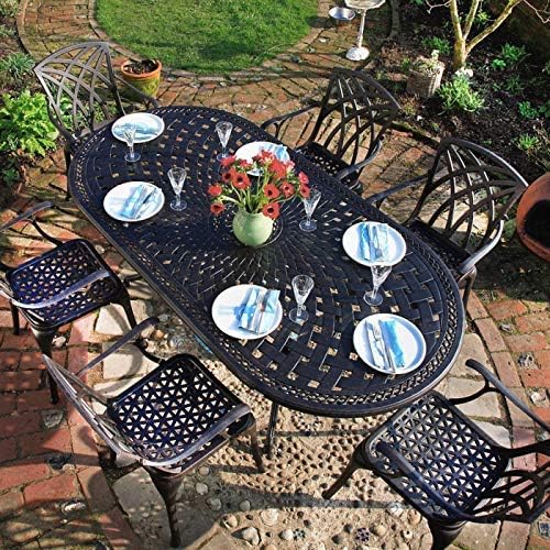 Lazy Susan Table Ovale 210 x 105 cm Catherine et 6 chaises de Jardin