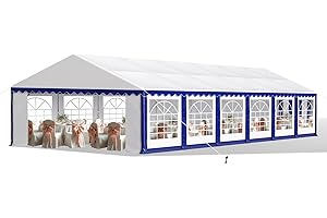SOPHIA & WILLIAM Tents for Parties Party Tent 20x40 ft, Outdoor Canopy Carpas para Fiestas Heavy Duty, Large Waterproof Patio Event Wedding Tent White & Blue with Sidewalls Walls for Backyard