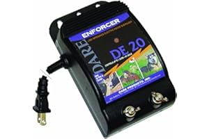 Dare Products Enforcer DE20 Ultra Low Impedance 110V Plug-In Electric Fence Energizer For Dogs and Garden Animals, Controls Upto 1 Acre Of Clear Fence, 0.05 Joules Output, Black