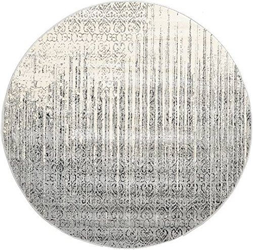 Unique Loom Del Mar Collection Gray 6 ft Round Area Rug (6' x 6')