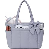 Wandering Nature Puffer Tote Bag for Women, Fits 40oz Tumbler&15.6" Laptop, Nurse Work Bag with Detachable Bow for Gym Travel