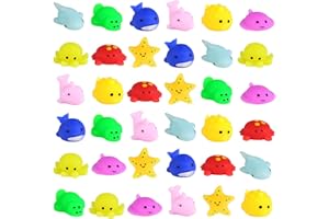 FINGOOO 36 PCS Mochi Squishy Ocean Animal Toys, 9 Styles Mini Kawaii Sea Animal Squeeze Toys Party Favors for Kids School Classroom Easter Basket Stuffers