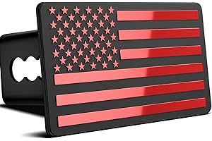 OGYE 2 Inch Trailer Hitch Cover with American Flag, Heavy Metal Trailer Hitch Cover Fit for 2 Inch Hitch Receivers,3 * 5" Red
