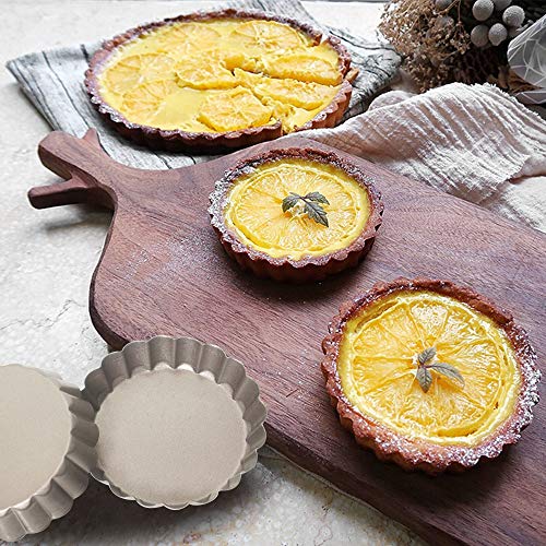 AQIMY Mini tart pans 4 inch Non Stick Quiche Pan Baking Molds, Set of 6