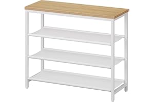 HOOBRO Shoe Rack with 3 PU Shelves, 4-Tier Shoe Storage Organizer for Closet and Entryway, Holds 9-12 Pairs of Shoes, Sturdy 