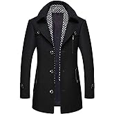 CHARTOU Men's Stylish Scarf Single Breasted Wool Walker Coat Thick Winter Jacket-6 Colors