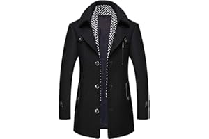CHARTOU Men's Stylish Scarf Single Breasted Wool Walker Coat Thick Winter Jacket-6 Colors