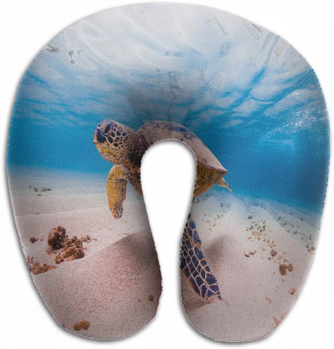 Emvency U-Shaped Travel Neck Support Pillow Endangered Hawaiian Green Sea Turtle Airplane 12x11.5 Inch Soft U-Pillows with Rebound Material for Kids Adults