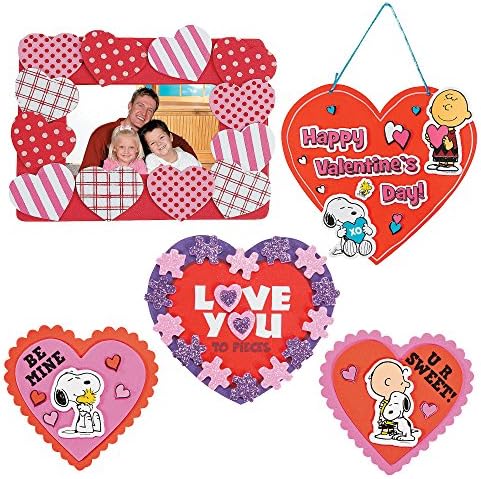 Valentine Day Craft kit | Heart Picture Photo Frame Kit, Peanut Snoopy Magnets, Love Sign Decor Kit &amp; Love You to Pieces Kit | Classroom Exchange Sunday School Homeschool Art Supplies Activities Gift