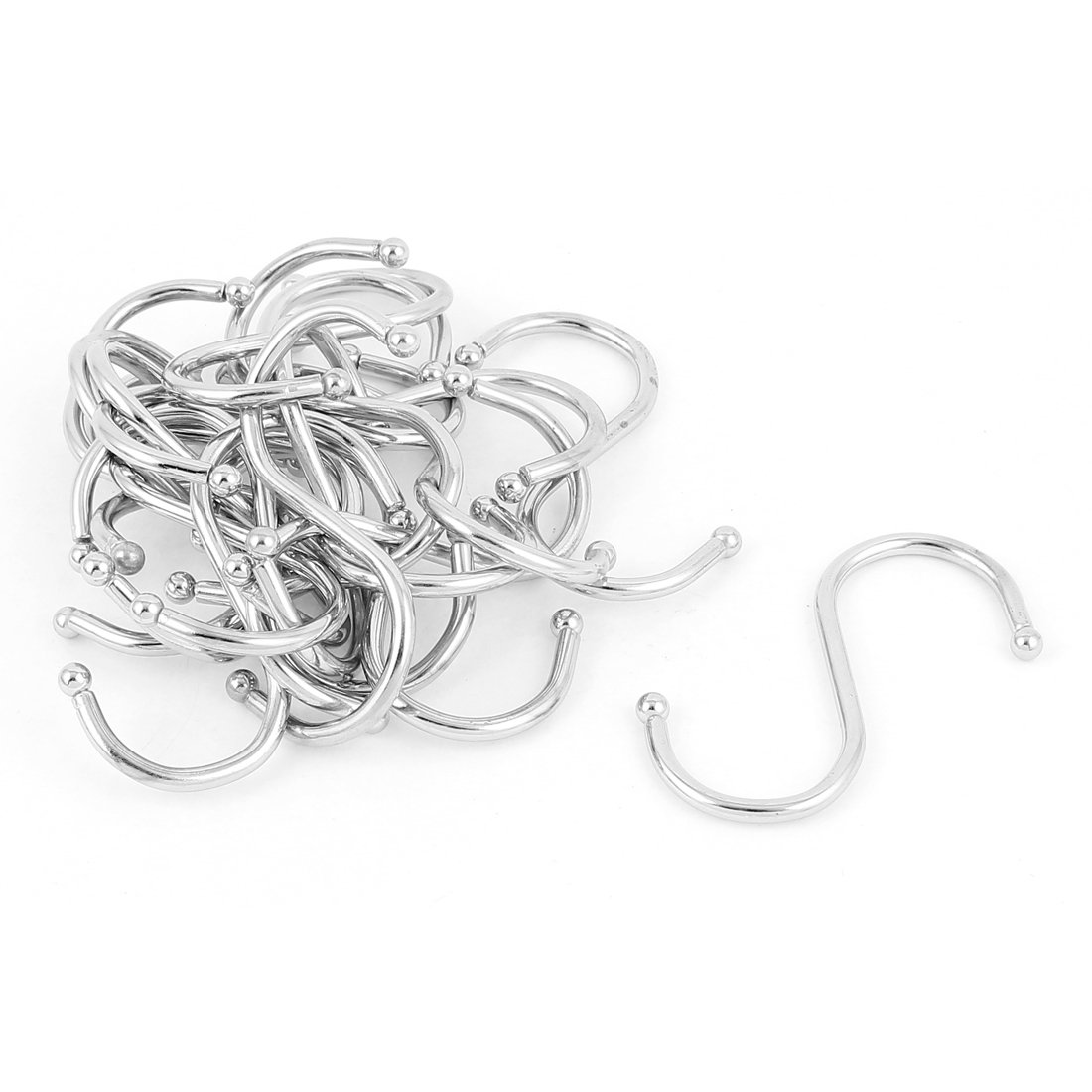sourcing map Stainless Steel Kitchen S Shaped Hanging Clasp Hooks 20pcs Silver Tone