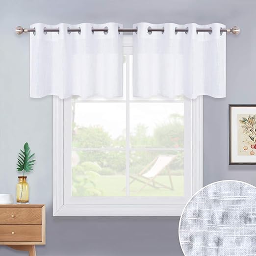 Amazon Com Nicetown Linen Textured Translucent Valances Small