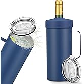 Wine Bottle Chiller with Handle | Portable Rapid Cooling Champagne Insulator | Stainless Steel Wine Cooler Sleeve | Ideal Gift for Wine Lover | | Perfect for Dinner Parties & Outdoor Picnics