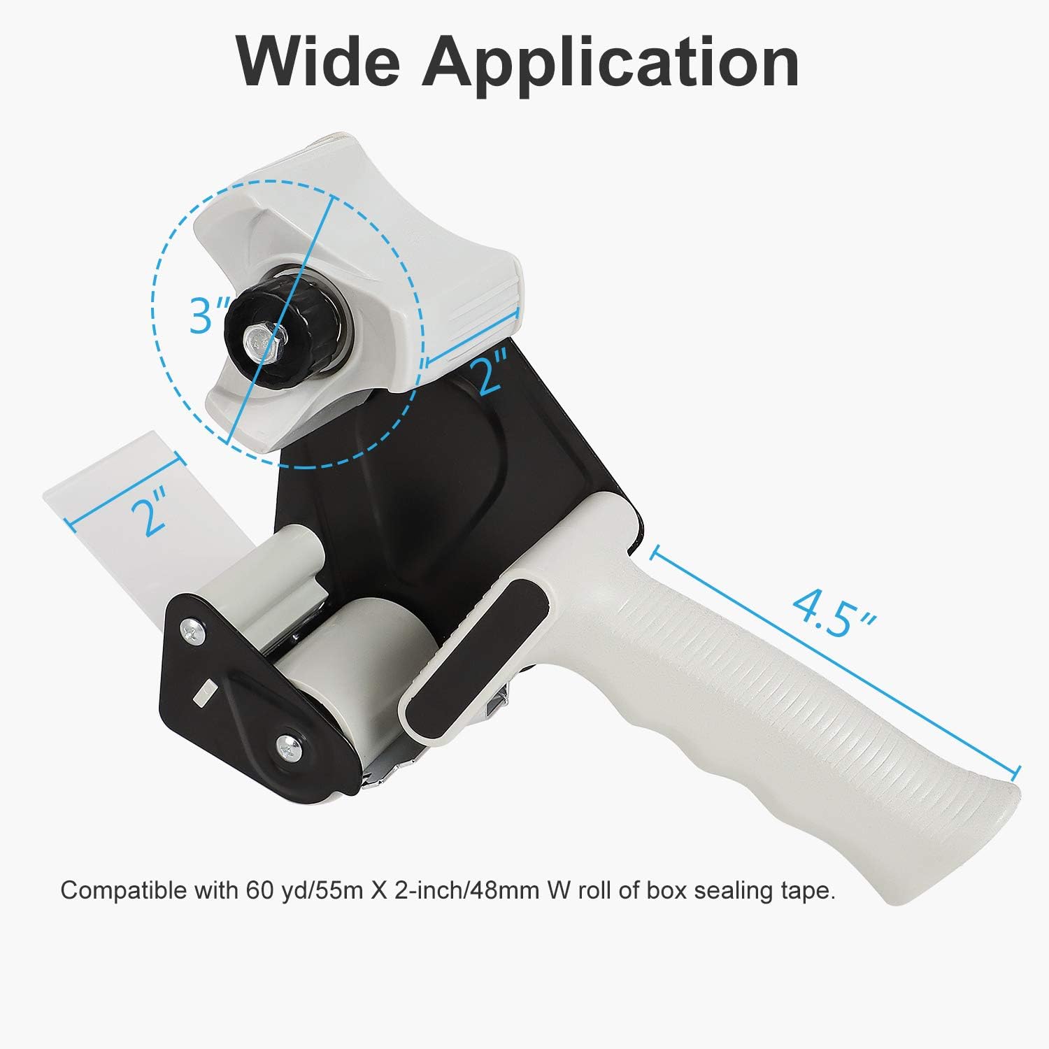 JARLINK Packing Tape Dispenser Gun (2 Pack) with 2 Rolls Tape, 2 inches Lightweight Industrial Side Loading Tape Dispenser for Shipping Packaging Moving Sealing (Grey & Black) : Office Products