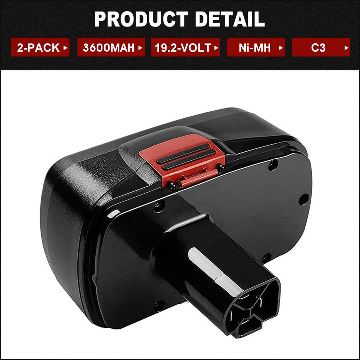 Replacement for Craftsman 19.2V Battery DieHard C3 Compatible with Craftsman 19.2 Volt Battery 315.115410 315.11485 130279005 1323903 120235021 11375 Cordless Drills 2 Packs (3600, Milliamps)