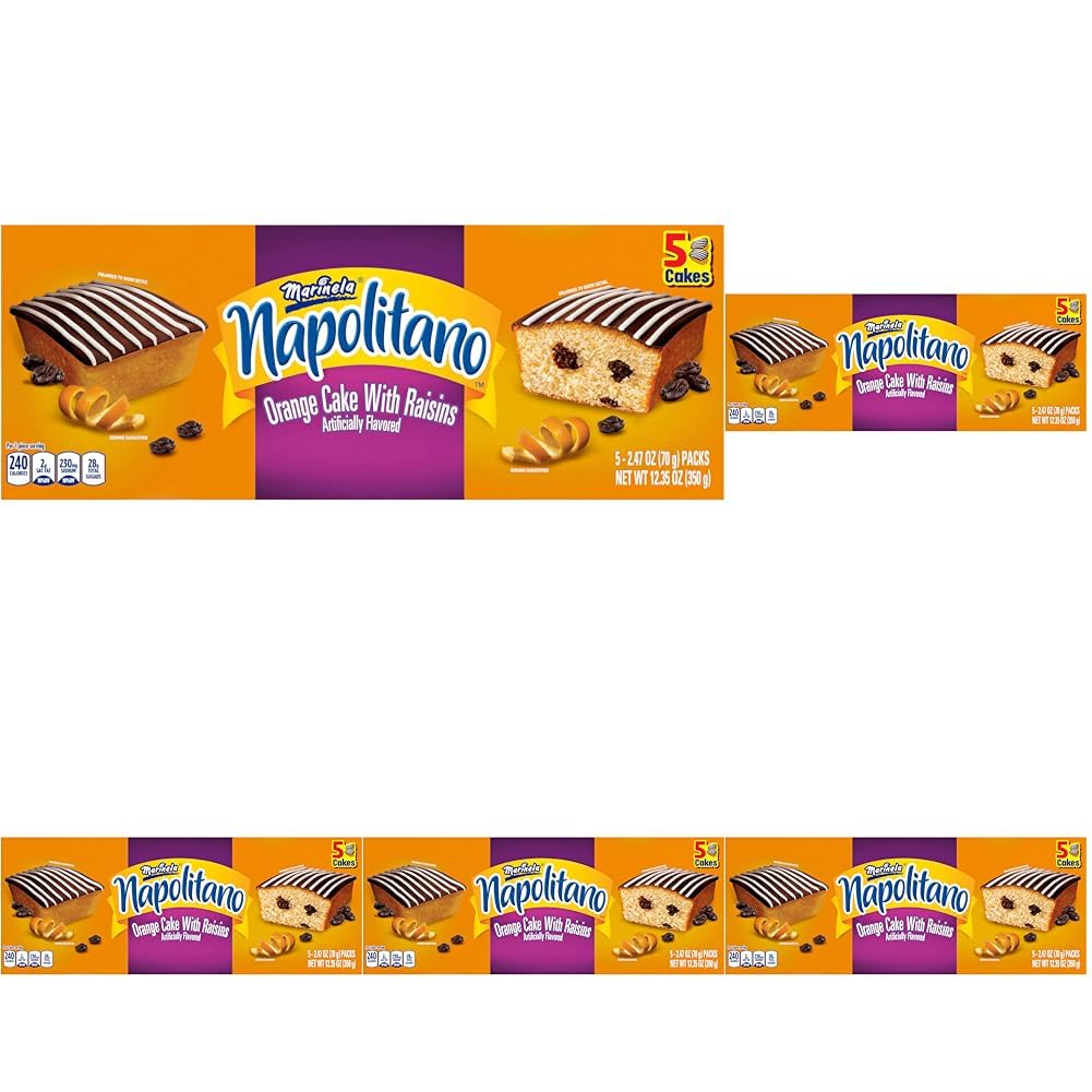 Marinela Napolitano Orange Snack Cakes, 5 count, 12.35 oz (Pack of 5)