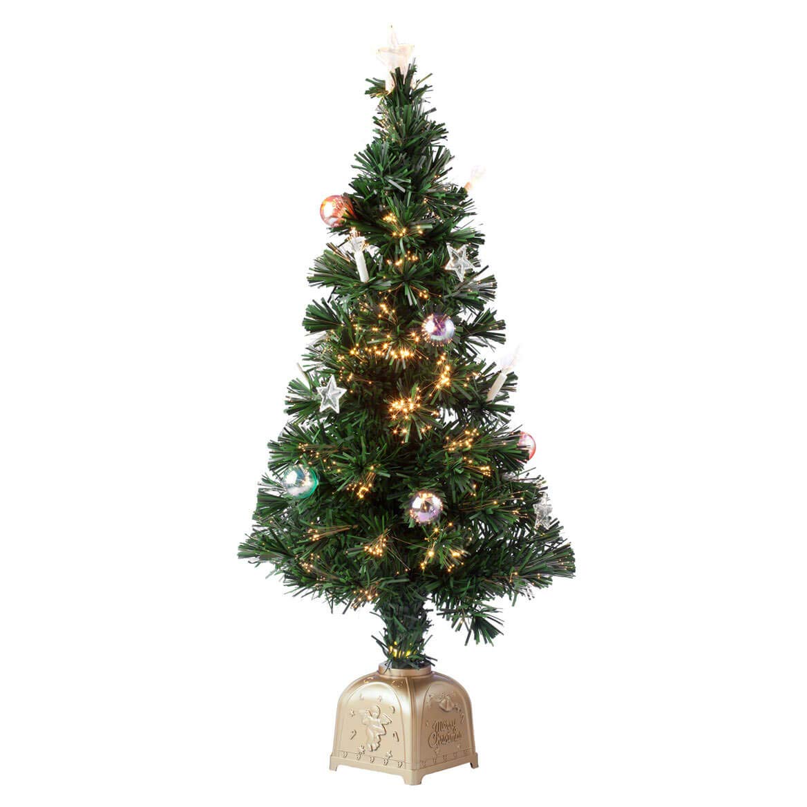 Photo 1 of HOLIDAY PEAK 3’ Musical Spinning Fiber Optic Christmas Tree, Pre-Lit and Fully Decorated Revolving Tree