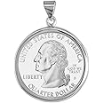 Sterling Silver Quarter Dollar Bezel 24 mm Coins Prong Back Round Edge 25 Cent Coin NOT Included