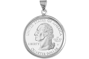 SABRINA SILVER Sterling Silver Quarter Dollar Bezel 24 mm Coins Prong Back Round Edge 25 Cent Coin NOT Included