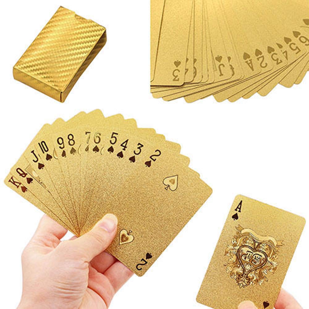 Enjoyer Golden Playing Cards Deck Gold Silver Foil Poker Set Magic Card 24K Gold Plastic Foil Poker Durable Waterproof Cards Gift (#3)
