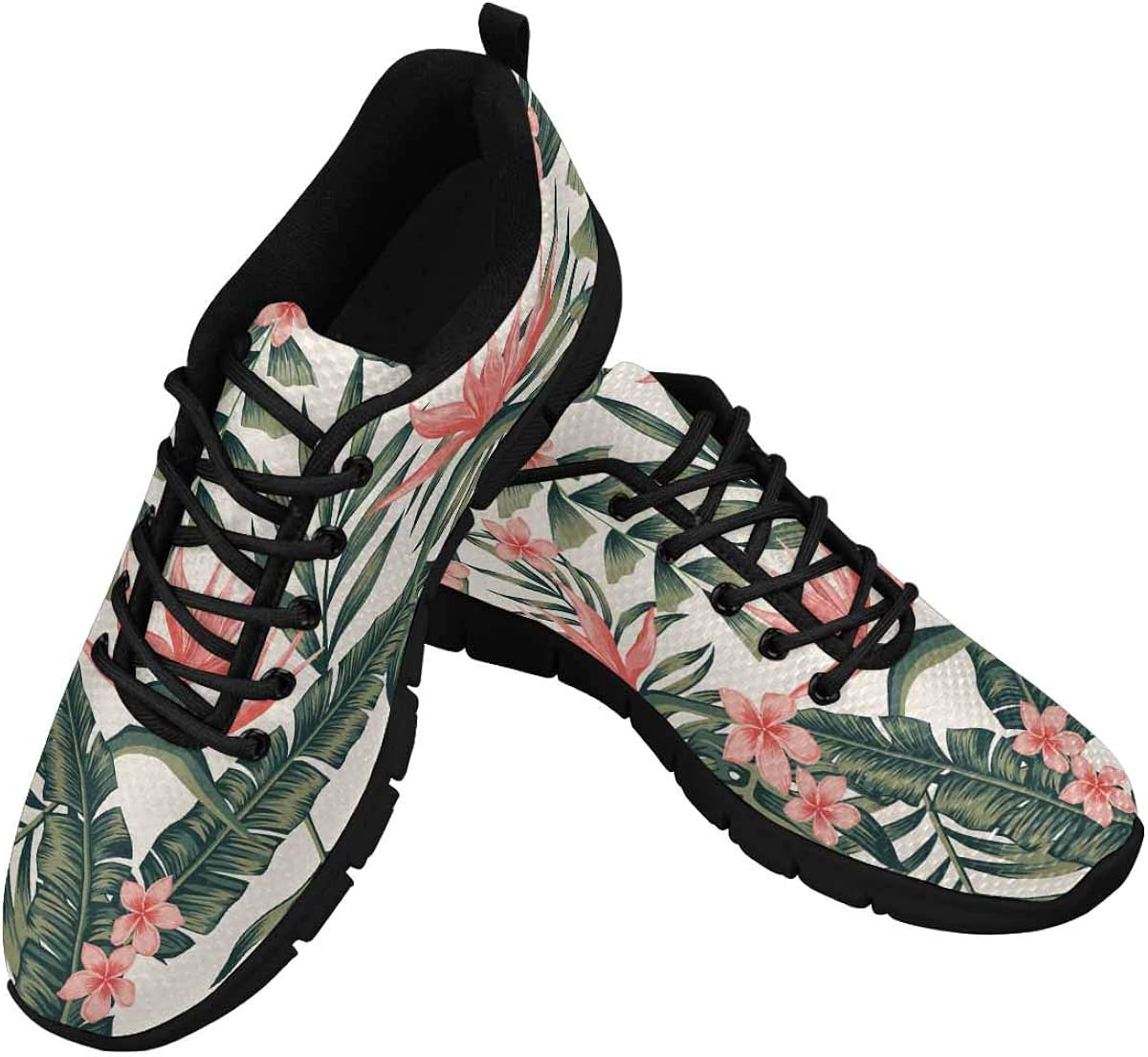 INTERESTPRINT Dark Green Leaves Women Walking Shoes